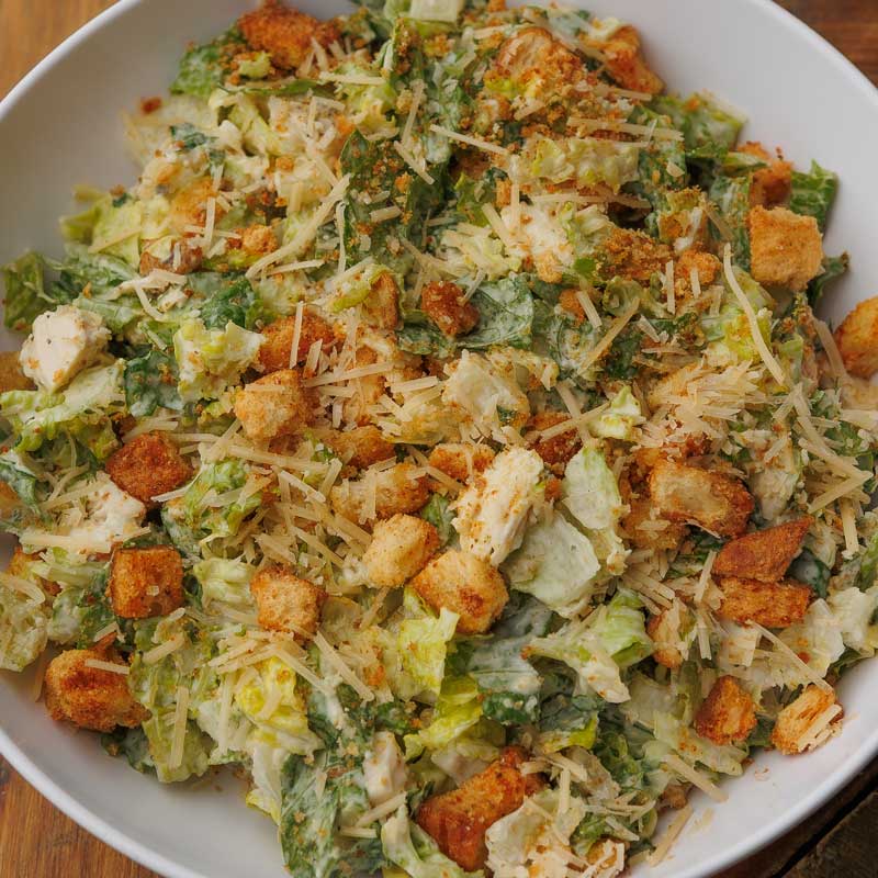 close-up of caesar salad